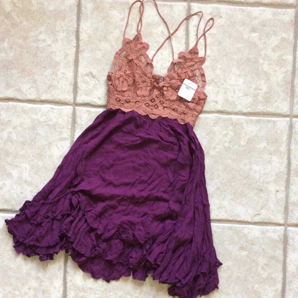 Free People Adella slip dress size XS purple
